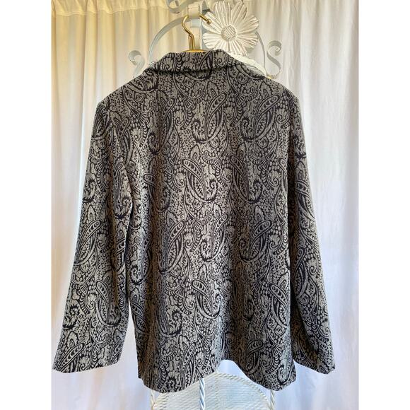 Sag Harbor Jacket Vintage 90's Brocade Paisley Black Tapestry Oblong Buttons 8 - Picture 2 of 9